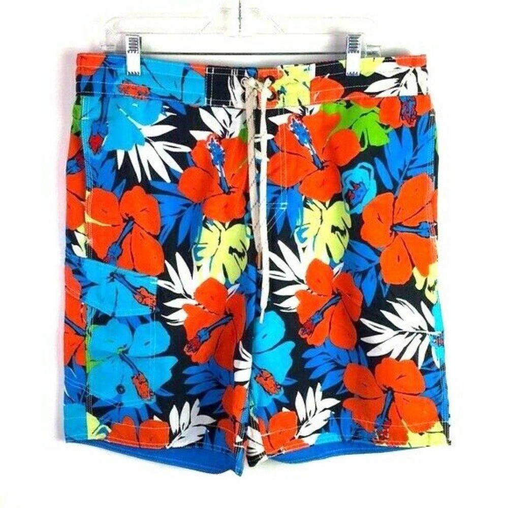 Lanesboro Men's Swim Trunks L Mesh Lined Floral *I